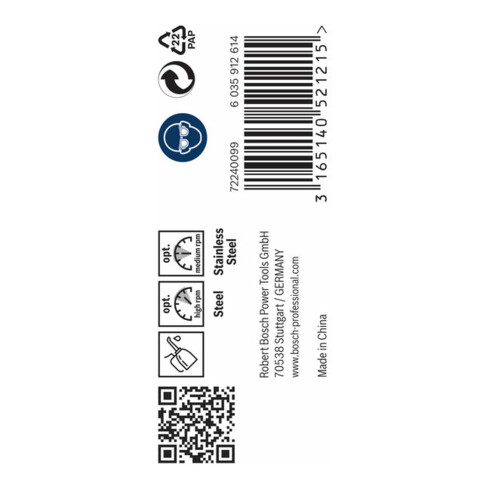 Forets à métaux rectifiés HSS-Co, DIN 338 5,1 x 52 x 86 mm