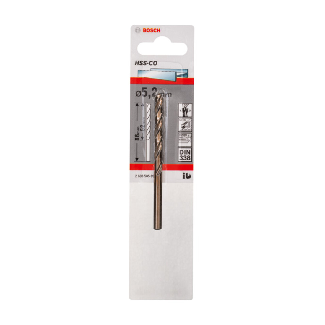 Forets à métaux rectifiés HSS-Co, DIN 338 5,2 x 52 x 86 mm