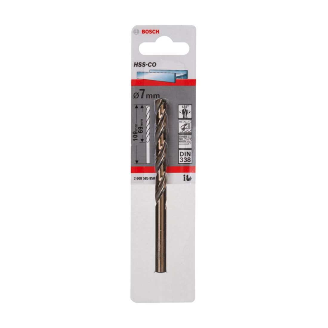 Forets à métaux rectifiés HSS-Co, DIN 338 7 x 69 x 109 mm