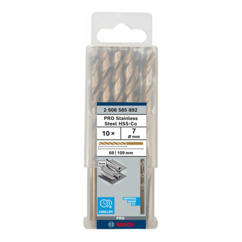 Forets à métaux rectifiés HSS-Co, DIN 338 7 x 69 x 109 mm