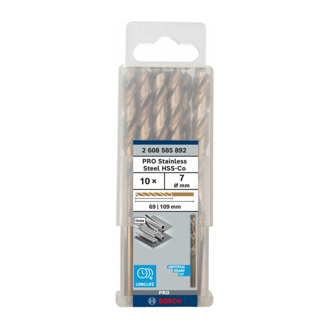 Forets à métaux rectifiés HSS-Co, DIN 338 7 x 69 x 109 mm