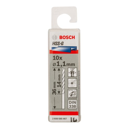 Forets à métaux rectifiés HSS-G, DIN 338 1,1 x 14 x 36 mm