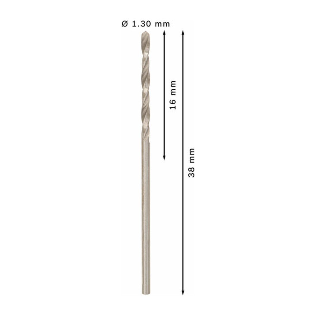 Forets à métaux rectifiés HSS-G, DIN 338 1,3 x 16 x 38 mm