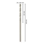 Forets à métaux rectifiés HSS-G, DIN 338 1,9 x 22 x 46 mm-5