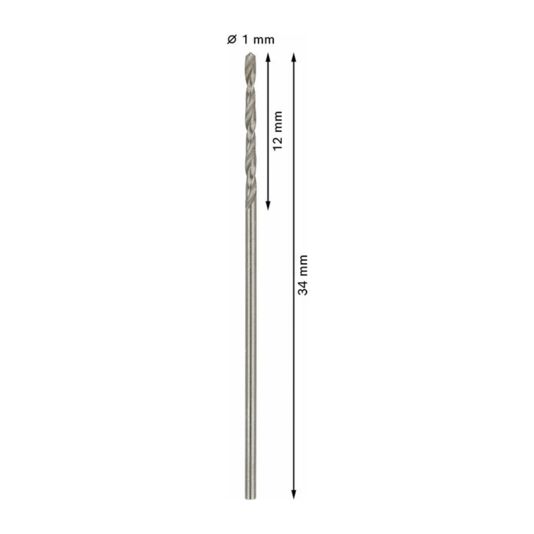 Forets à métaux rectifiés HSS-G, DIN 338 1 x 12 x 34 mm
