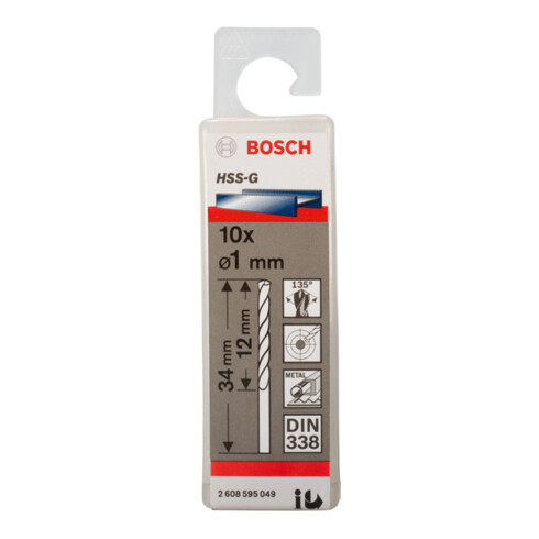 Forets à métaux rectifiés HSS-G, DIN 338 1 x 12 x 34 mm
