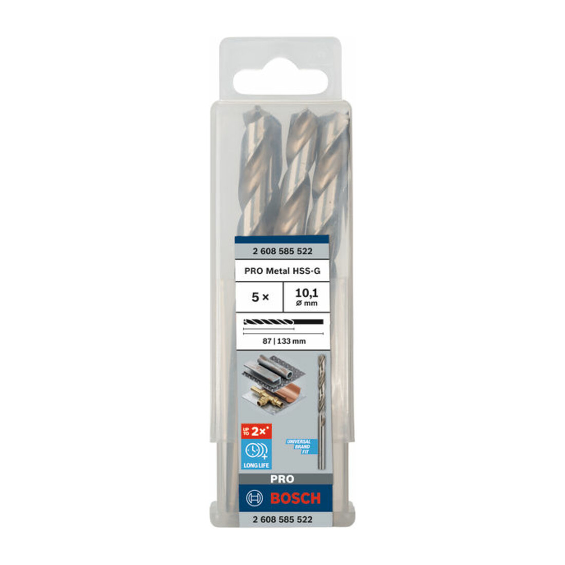 Forets à métaux rectifiés HSS-G, DIN 338 10,1 x 87 x 133 mm