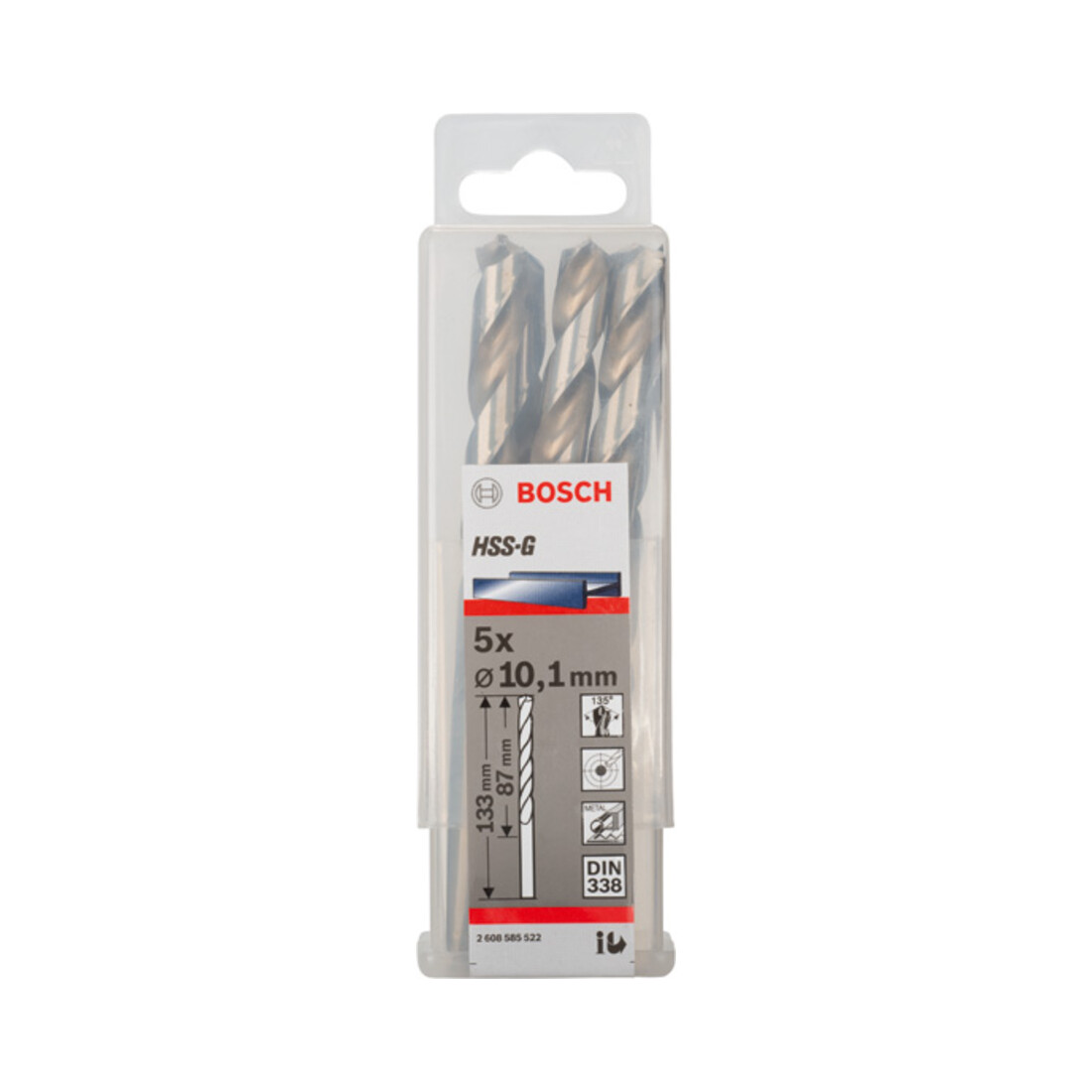Forets à métaux rectifiés HSS-G, DIN 338 10,1 x 87 x 133 mm