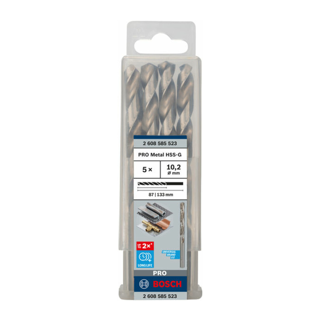 Forets à métaux rectifiés HSS-G, DIN 338 10,2 x 87 x 133 mm