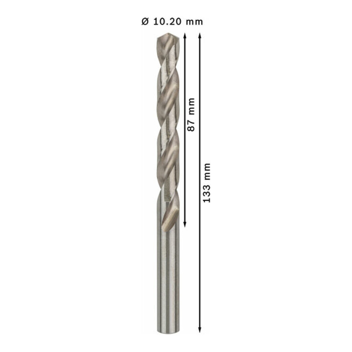 Forets à métaux rectifiés HSS-G, DIN 338 10,2 x 87 x 133 mm
