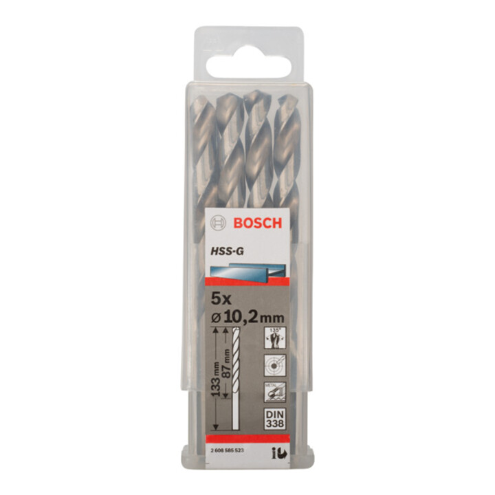 Forets à métaux rectifiés HSS-G, DIN 338 10,2 x 87 x 133 mm