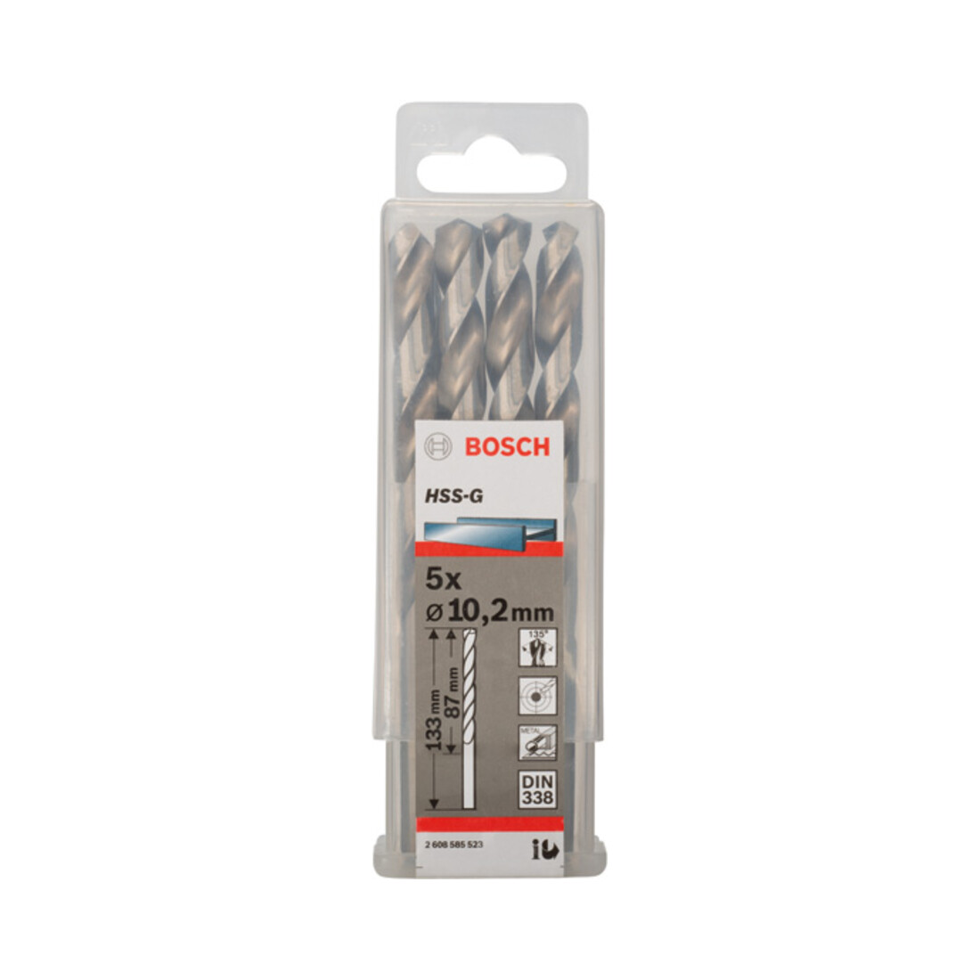 Forets à métaux rectifiés HSS-G, DIN 338 10,2 x 87 x 133 mm