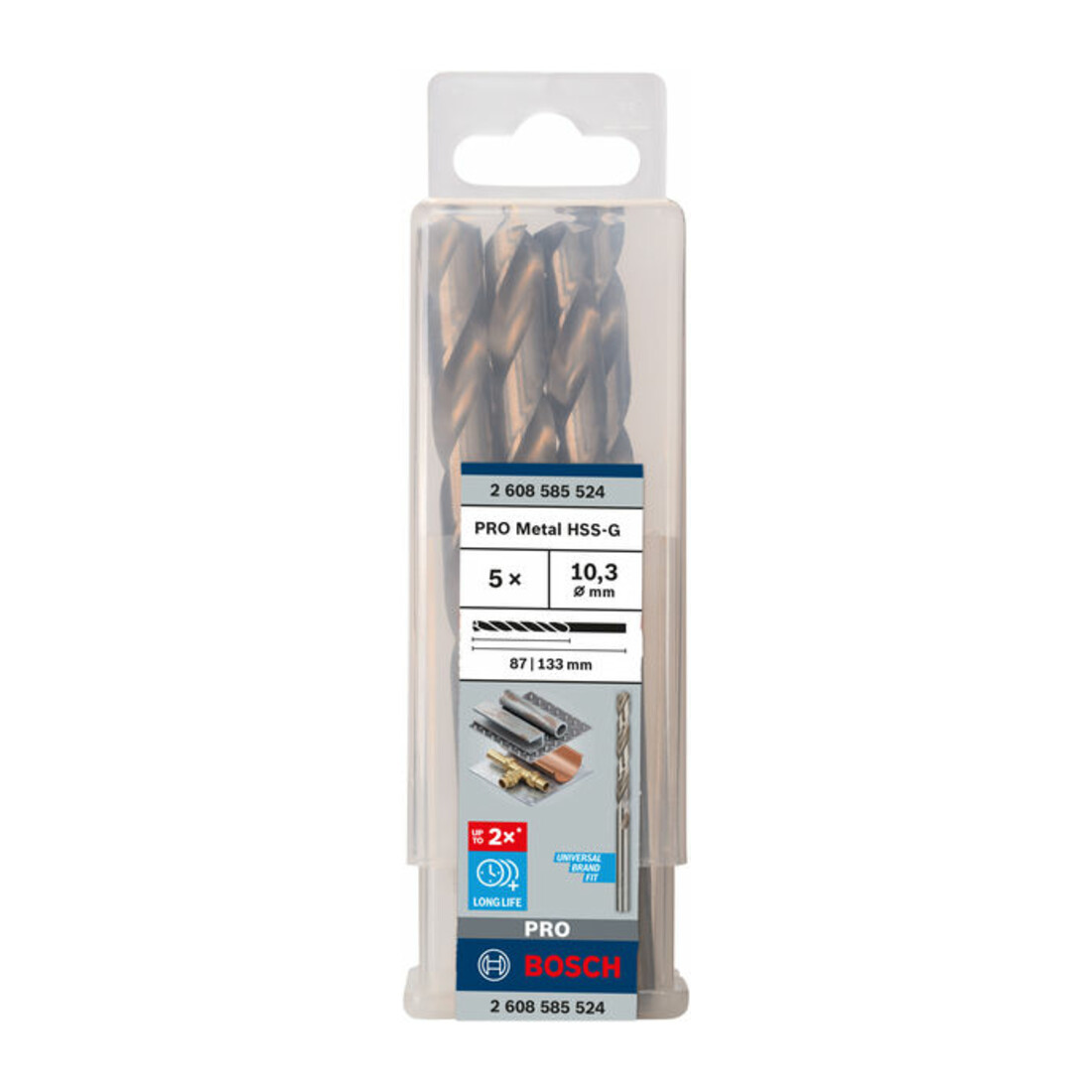 Forets à métaux rectifiés HSS-G, DIN 338 10,3 x 87 x 133 mm