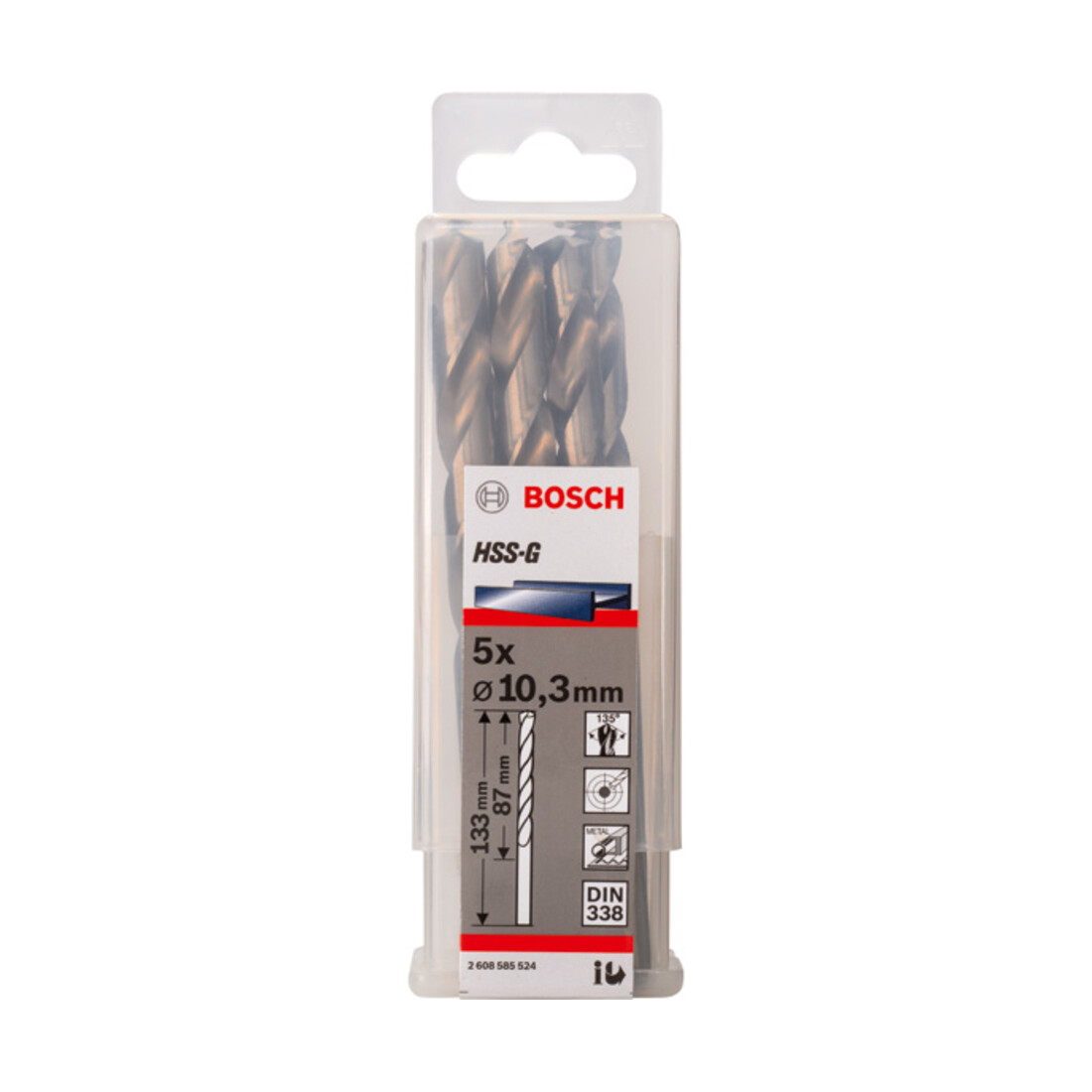 Forets à métaux rectifiés HSS-G, DIN 338 10,3 x 87 x 133 mm