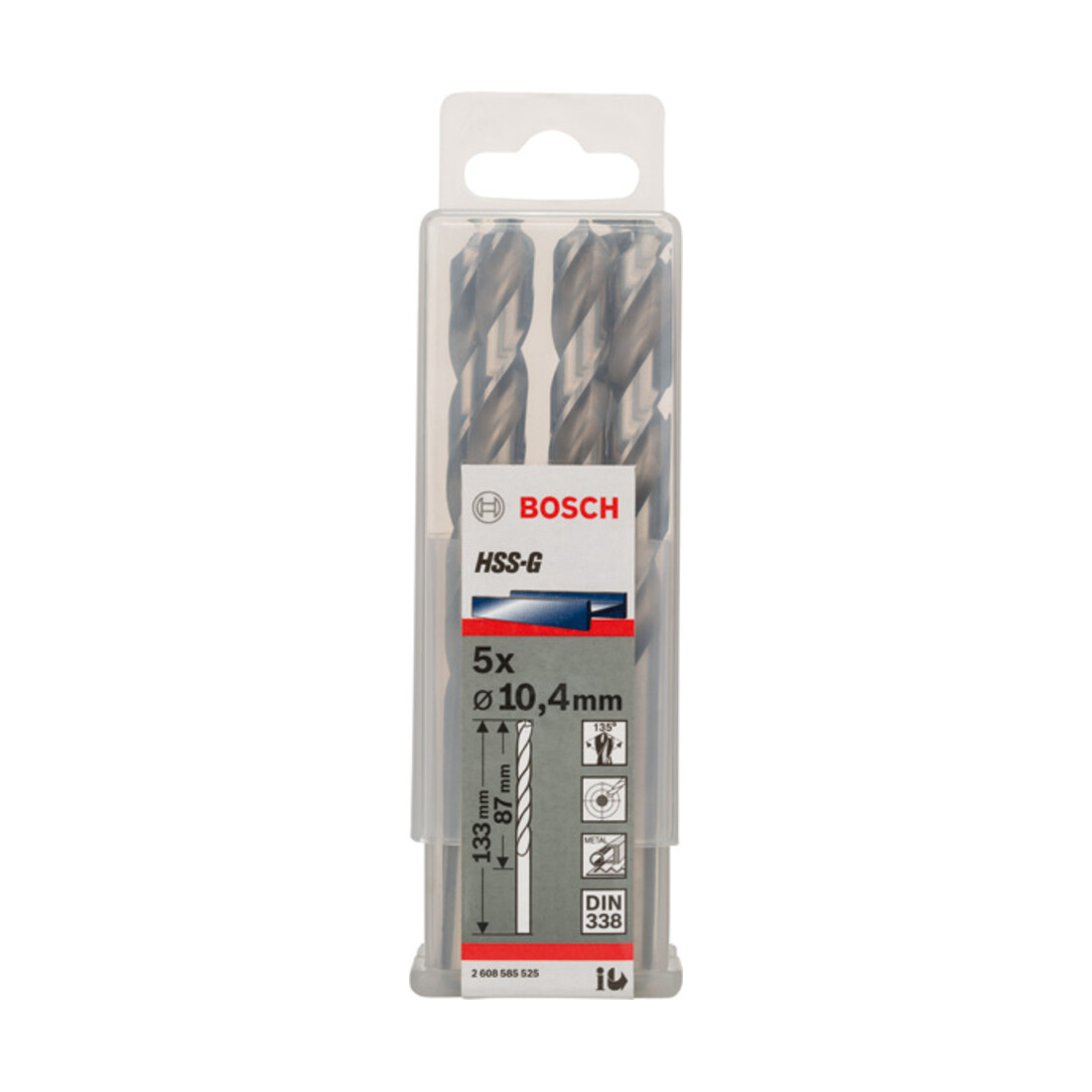 Forets à métaux rectifiés HSS-G, DIN 338 10,4 x 87 x 133 mm