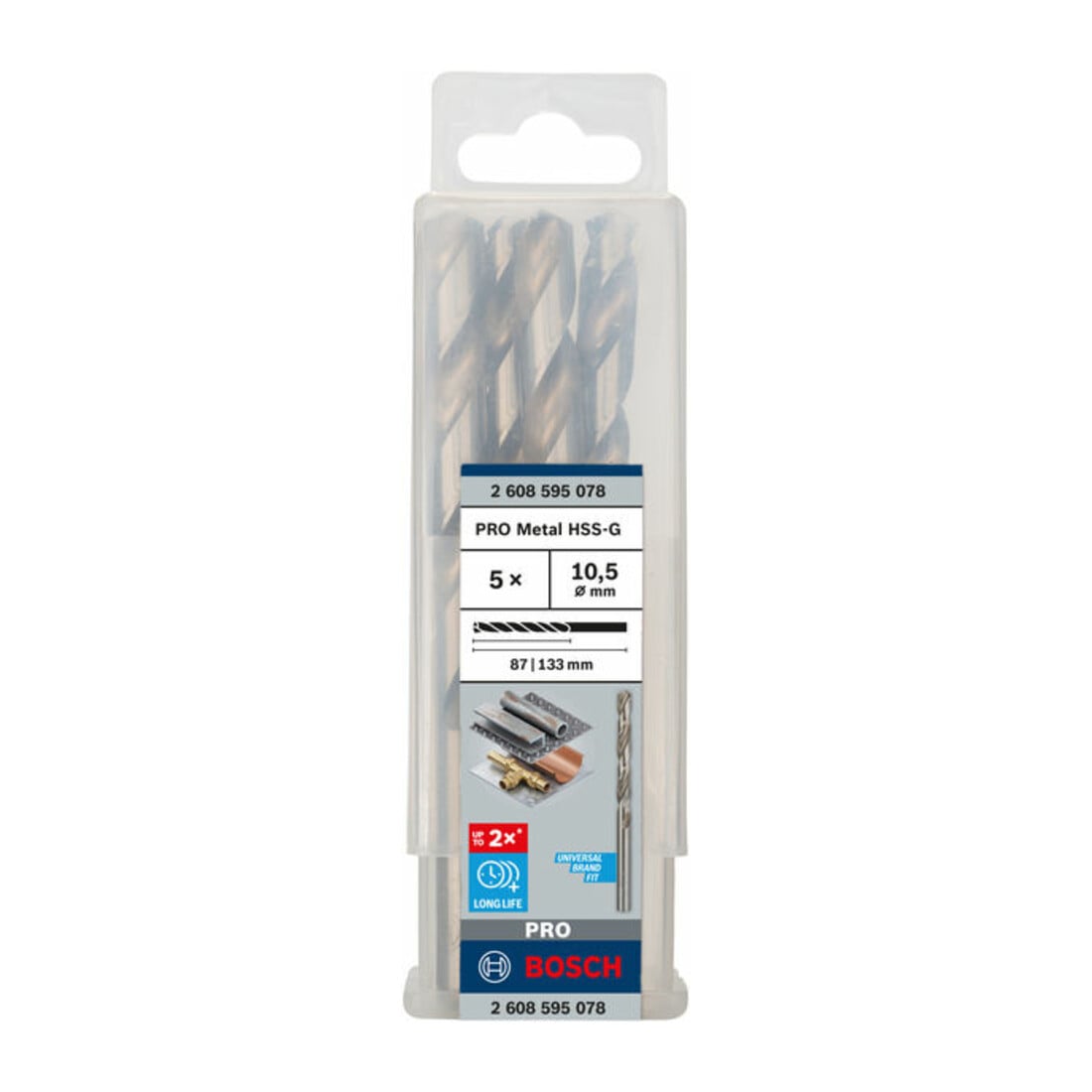 Forets à métaux rectifiés HSS-G, DIN 338 10,5 x 87 x 133 mm
