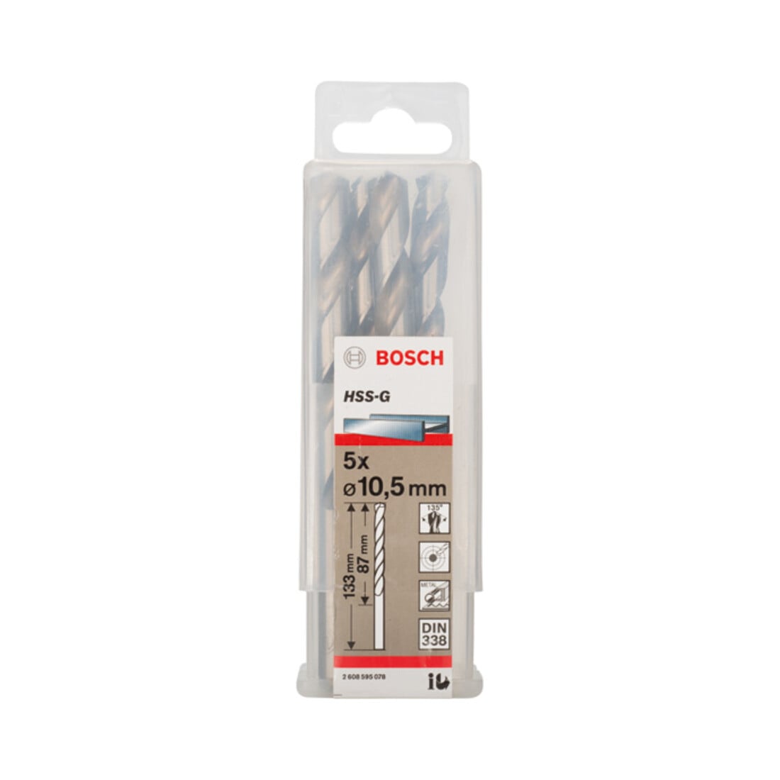 Forets à métaux rectifiés HSS-G, DIN 338 10,5 x 87 x 133 mm