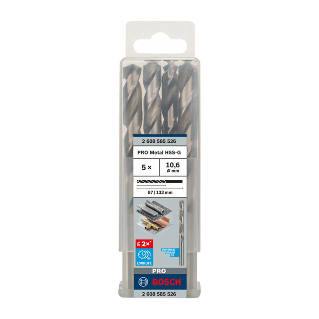Forets à métaux rectifiés HSS-G, DIN 338 10,6 x 87 x 133 mm