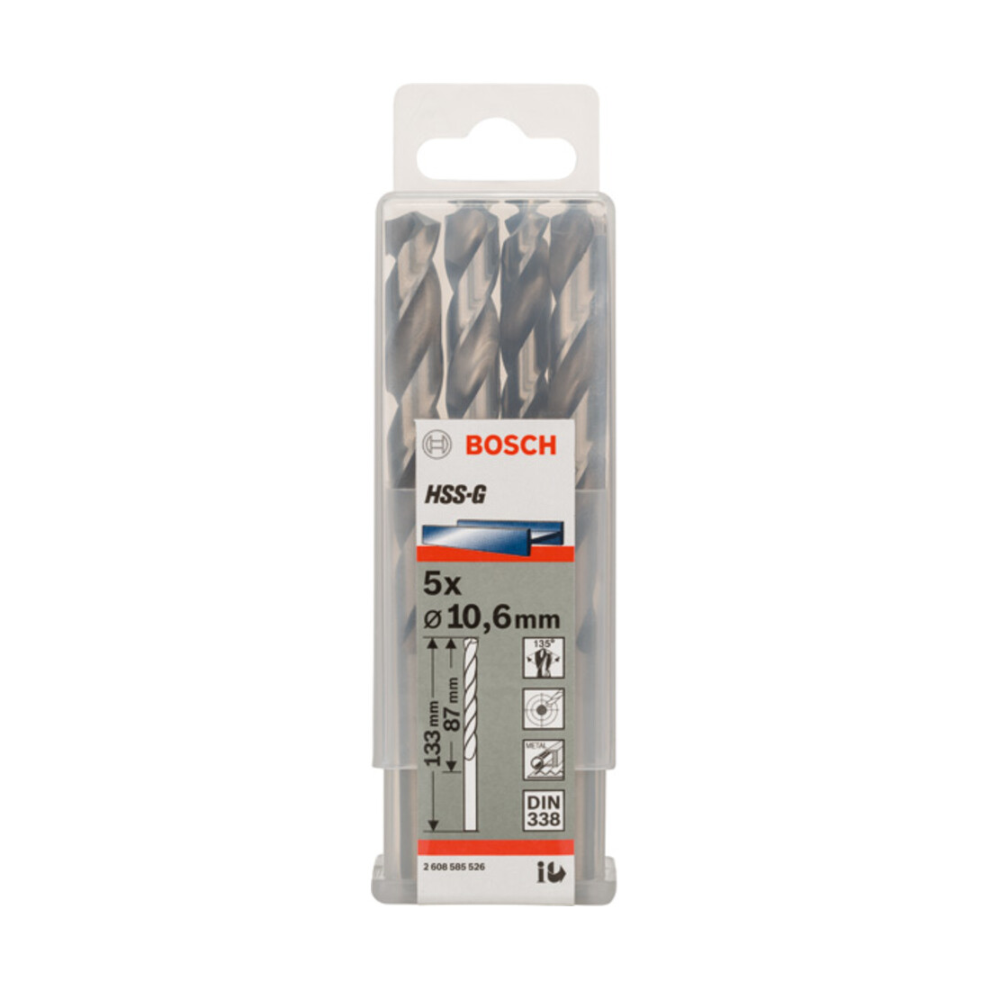 Forets à métaux rectifiés HSS-G, DIN 338 10,6 x 87 x 133 mm