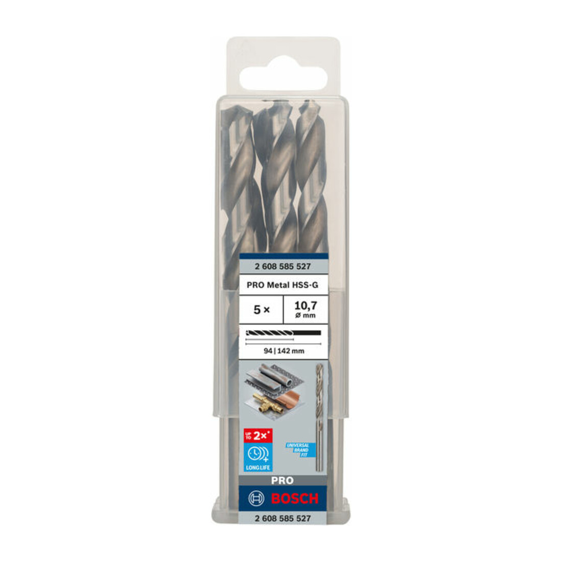 Forets à métaux rectifiés HSS-G, DIN 338 10,7 x 94 x 142 mm