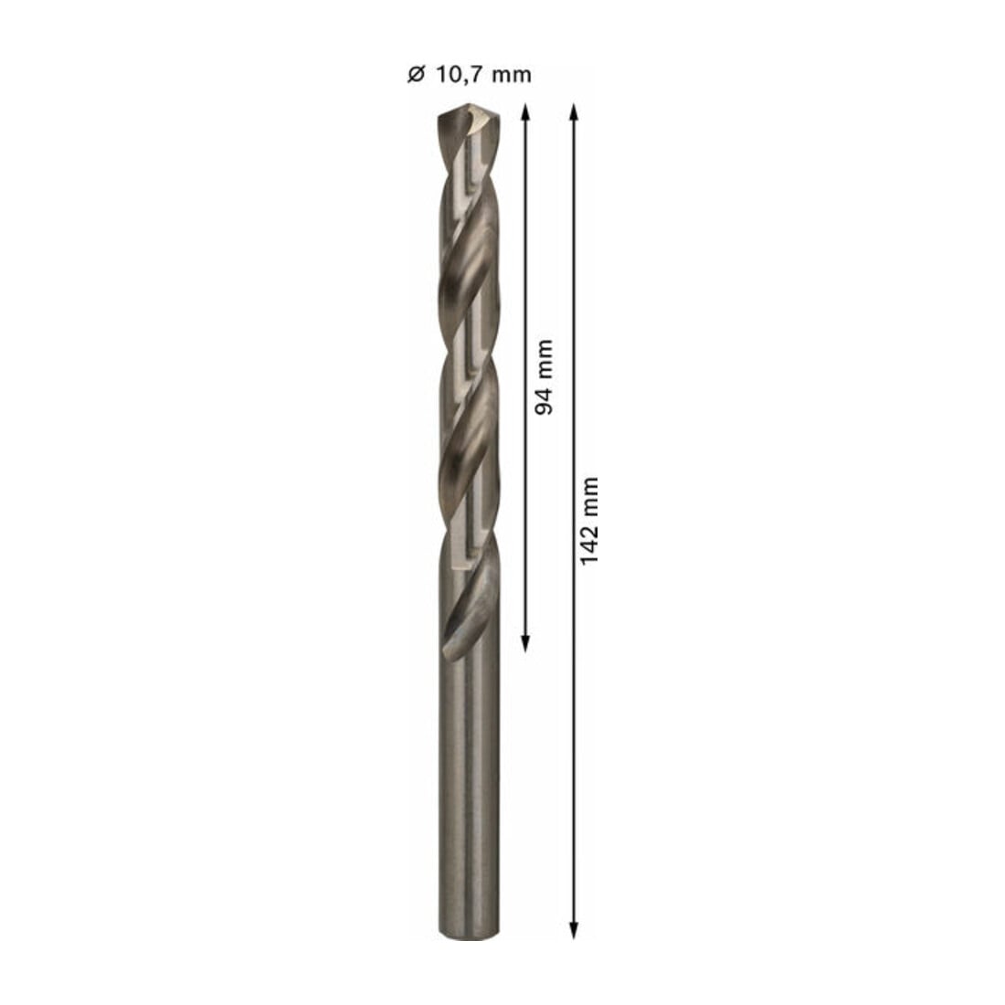 Forets à métaux rectifiés HSS-G, DIN 338 10,7 x 94 x 142 mm