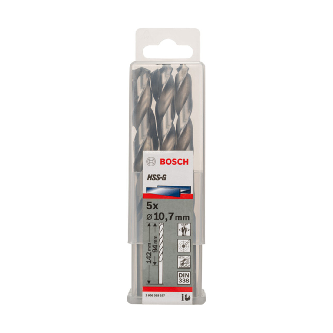 Forets à métaux rectifiés HSS-G, DIN 338 10,7 x 94 x 142 mm