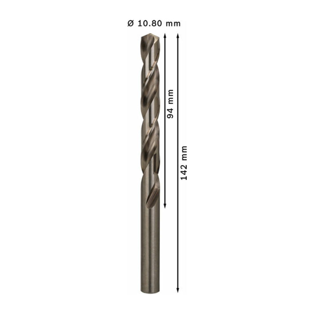 Forets à métaux rectifiés HSS-G, DIN 338 10,8 x 94 x 142 mm