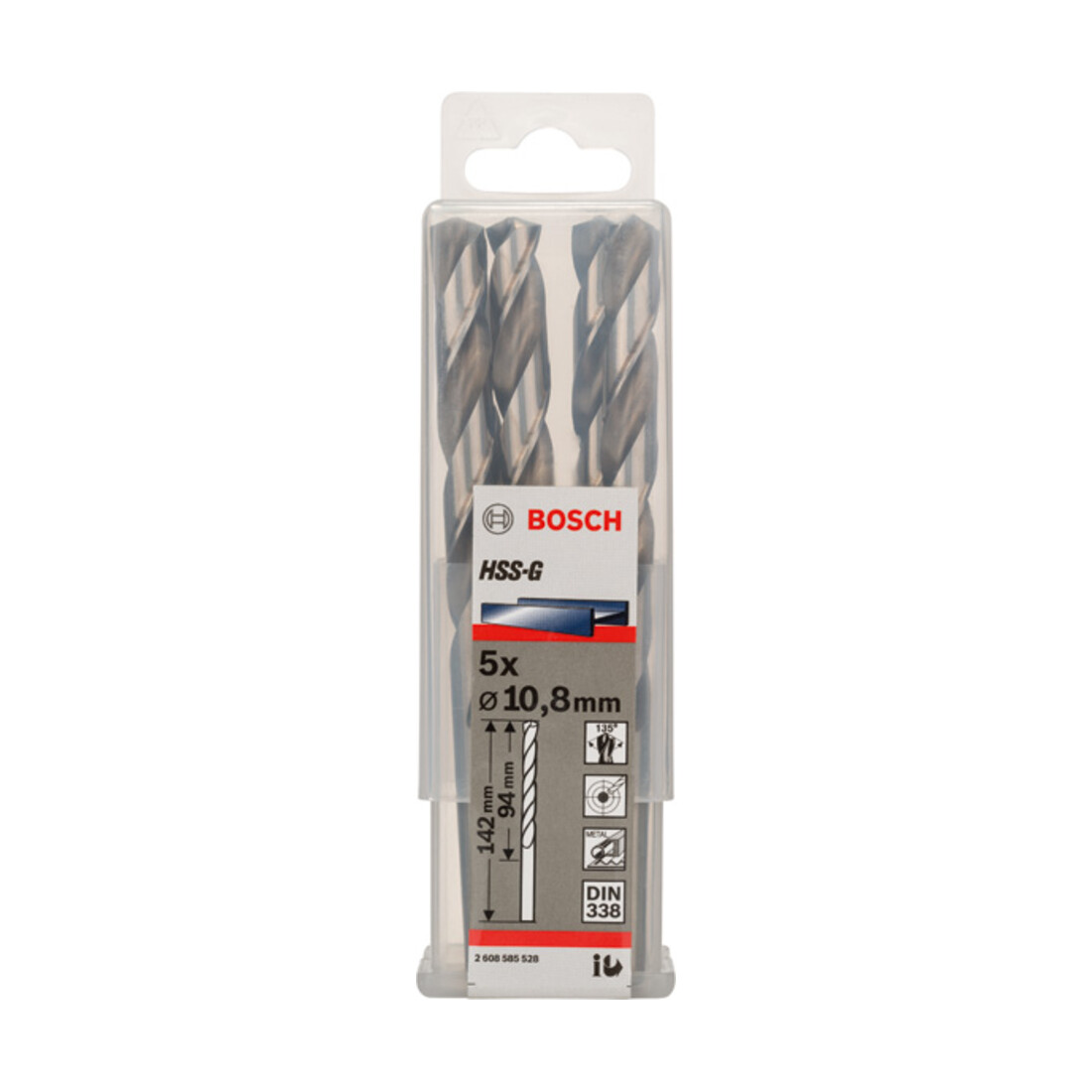 Forets à métaux rectifiés HSS-G, DIN 338 10,8 x 94 x 142 mm