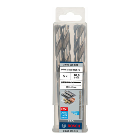 Forets à métaux rectifiés HSS-G, DIN 338 10,8 x 94 x 142 mm