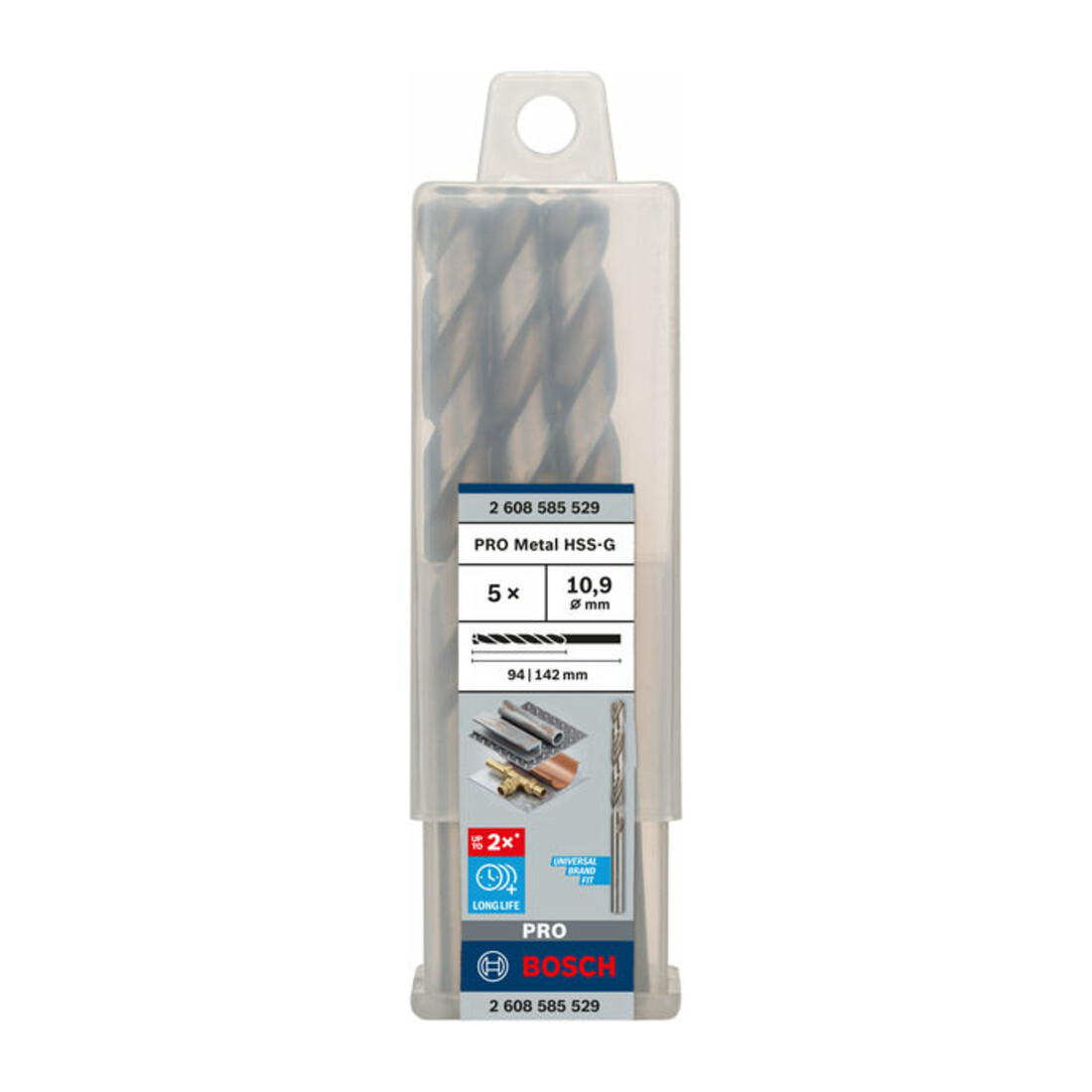 Forets à métaux rectifiés HSS-G, DIN 338 10,9 x 94 x 142 mm