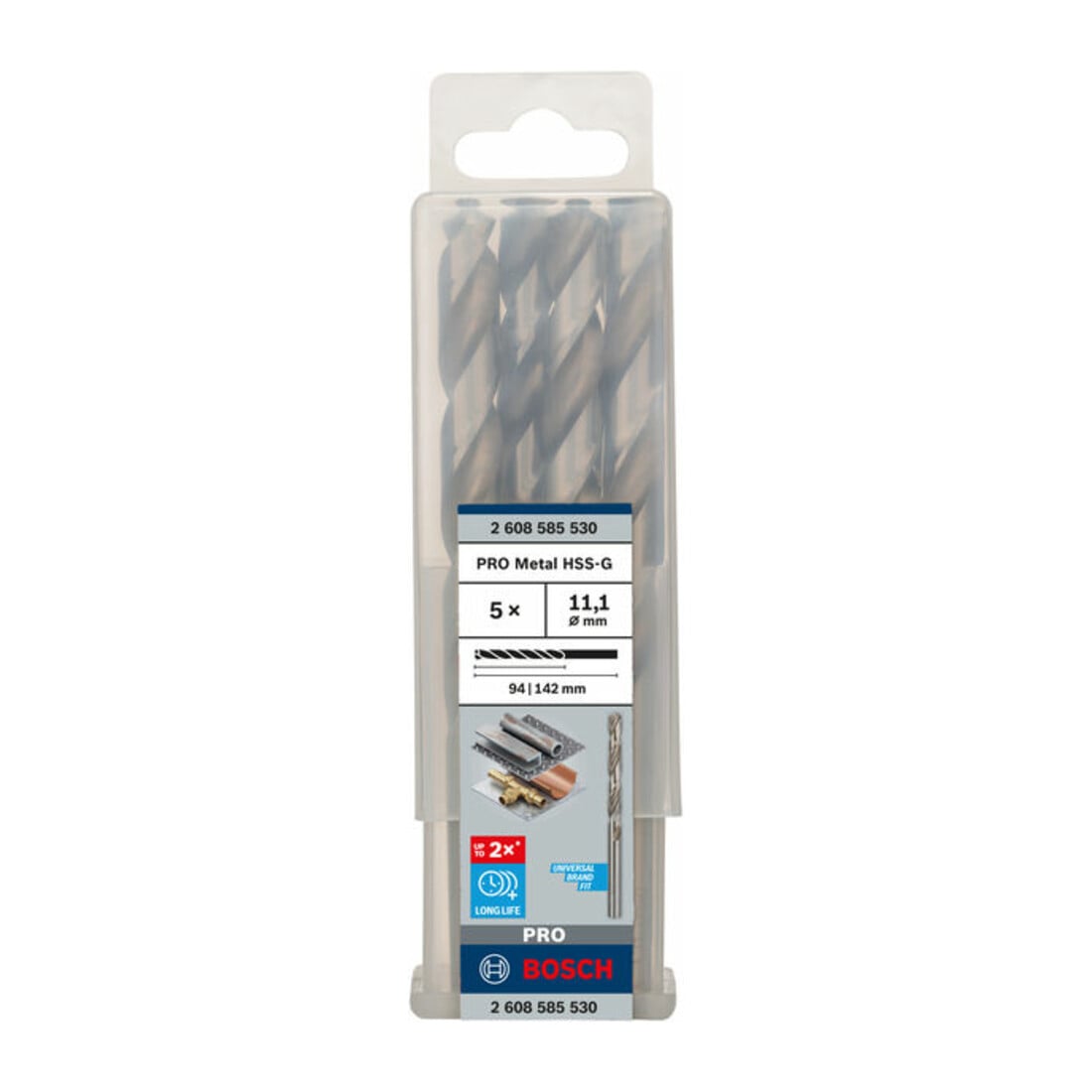Forets à métaux rectifiés HSS-G, DIN 338 11,1 x 94 x 142 mm