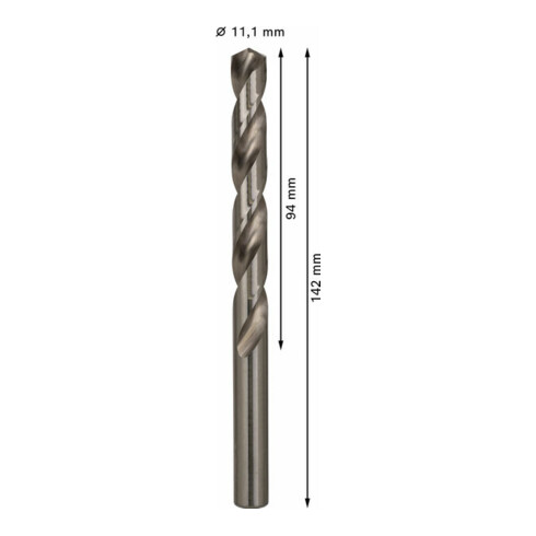 Forets à métaux rectifiés HSS-G, DIN 338 11,1 x 94 x 142 mm