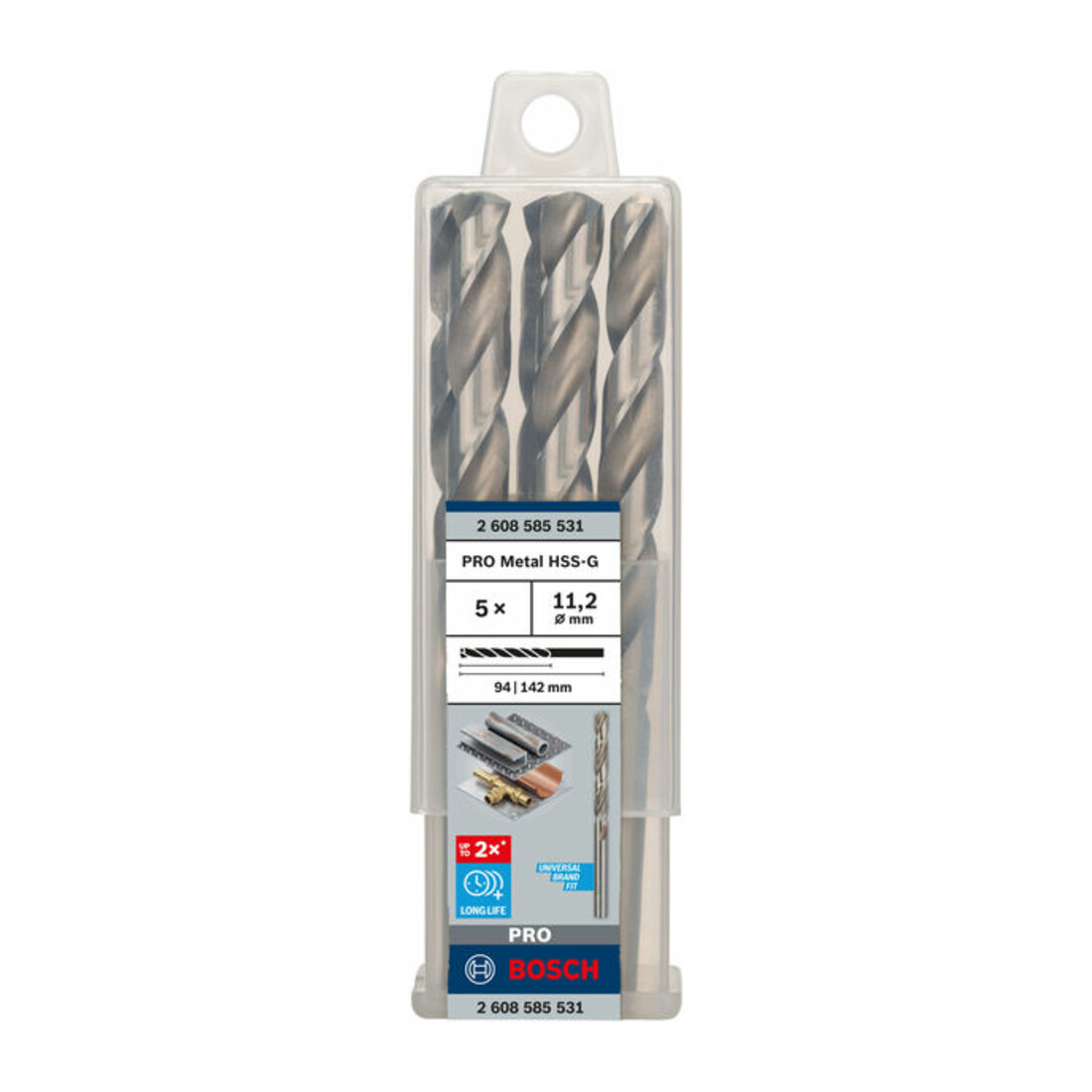 Forets à métaux rectifiés HSS-G, DIN 338 11,2 x 94 x 142 mm