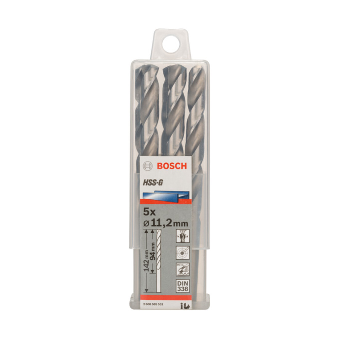 Forets à métaux rectifiés HSS-G, DIN 338 11,2 x 94 x 142 mm