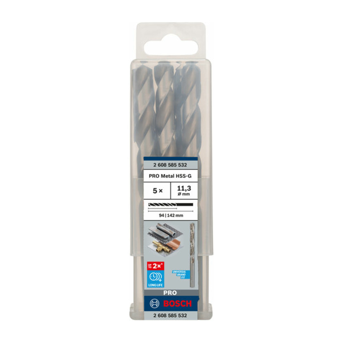Forets à métaux rectifiés HSS-G, DIN 338 11,3 x 94 x 142 mm