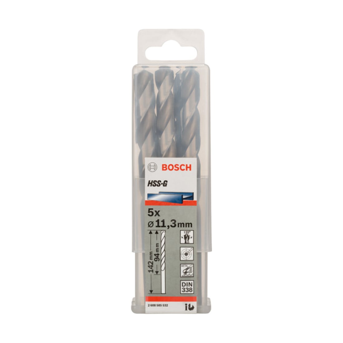 Forets à métaux rectifiés HSS-G, DIN 338 11,3 x 94 x 142 mm