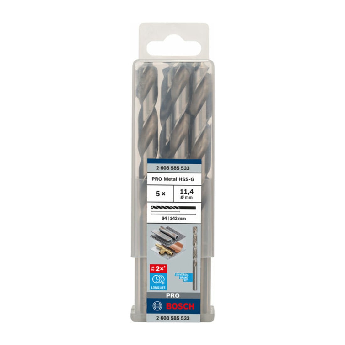 Forets à métaux rectifiés HSS-G, DIN 338 11,4 x 94 x 142 mm