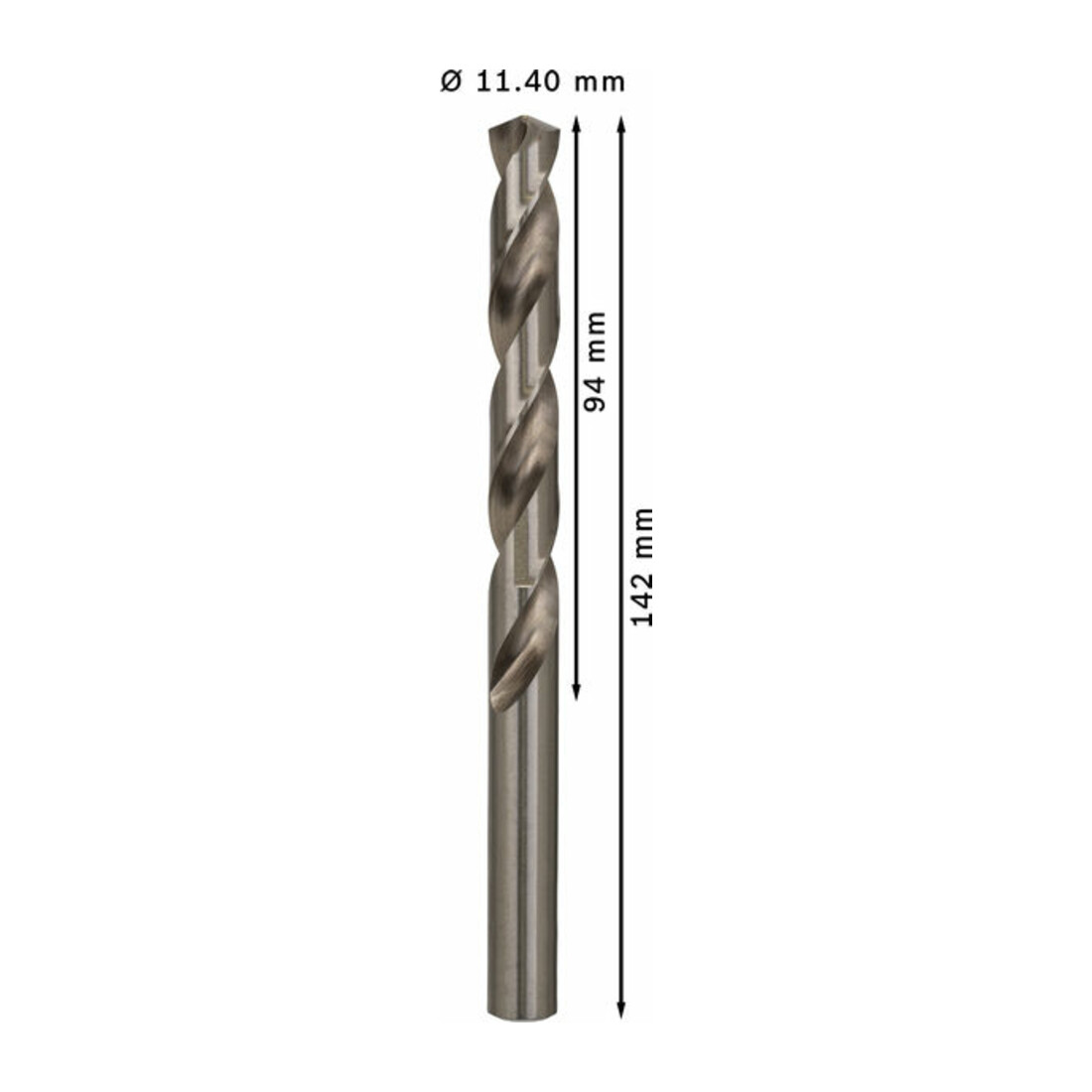 Forets à métaux rectifiés HSS-G, DIN 338 11,4 x 94 x 142 mm