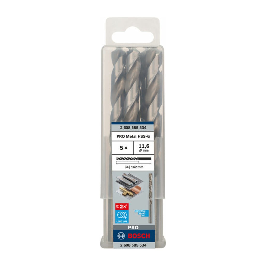 Forets à métaux rectifiés HSS-G, DIN 338 11,6 x 94 x 142 mm
