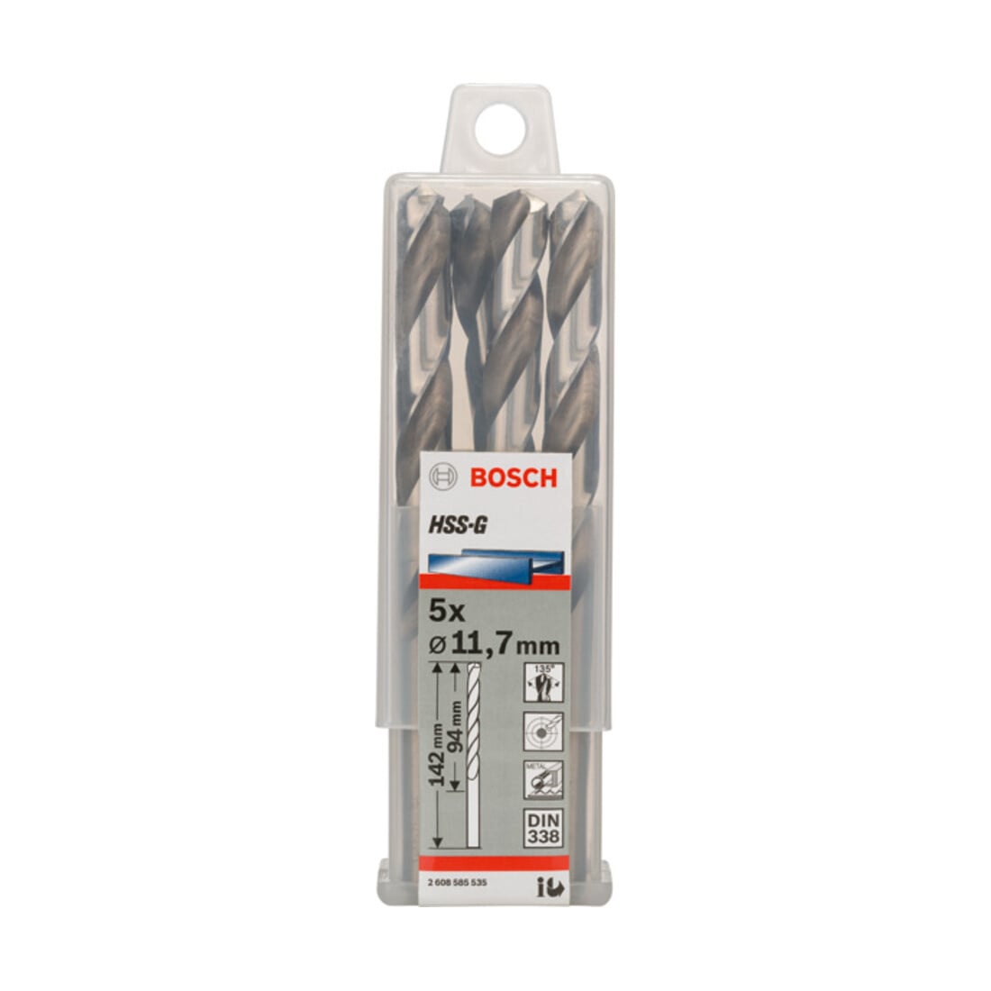 Forets à métaux rectifiés HSS-G, DIN 338 11,7 x 94 x 142 mm