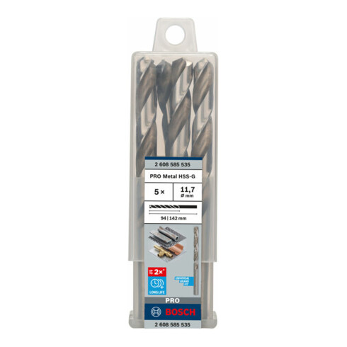 Forets à métaux rectifiés HSS-G, DIN 338 11,7 x 94 x 142 mm