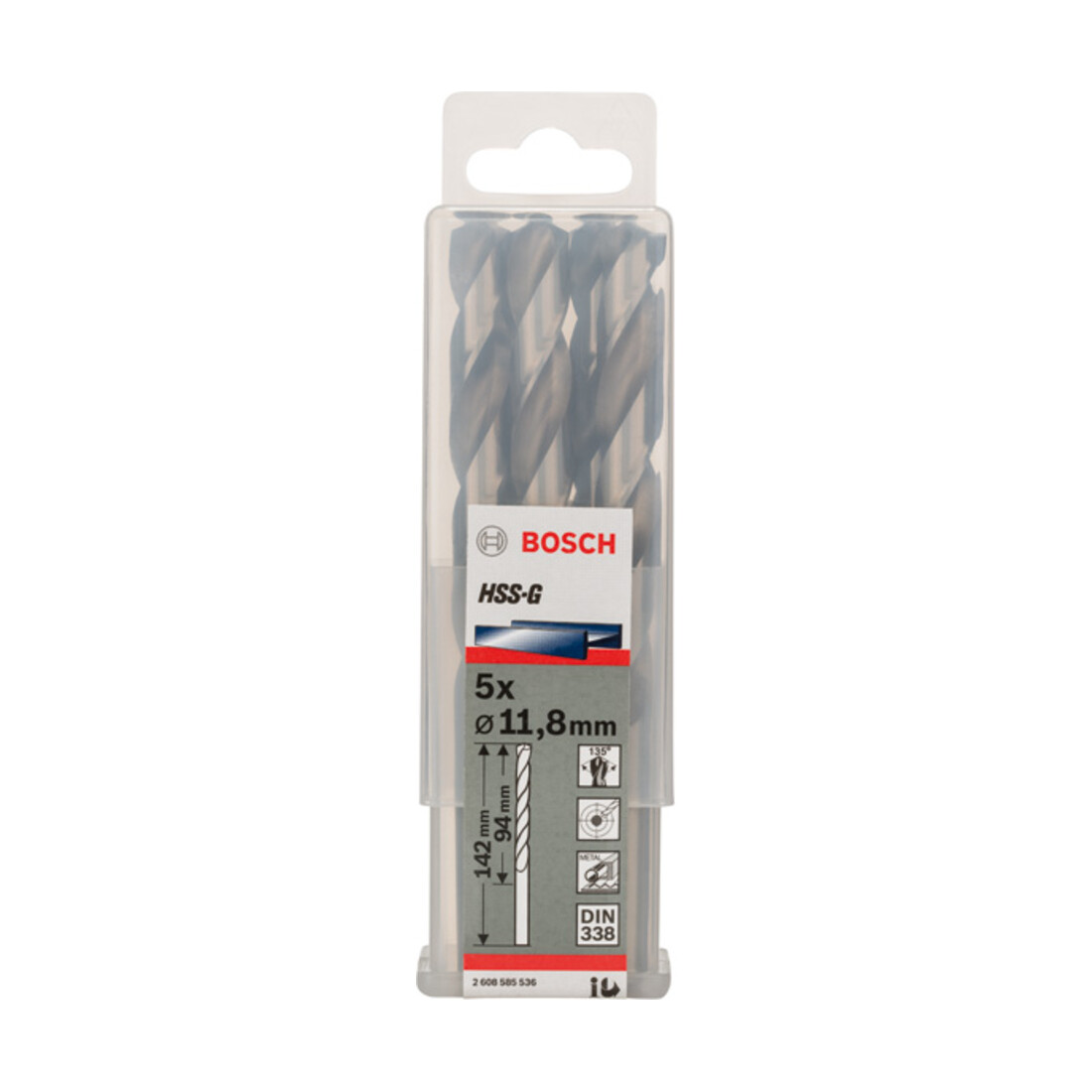 Forets à métaux rectifiés HSS-G, DIN 338 11,8 x 94 x 142 mm