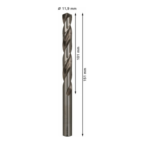 Forets à métaux rectifiés HSS-G, DIN 338 11,9 x 101 x 151 mm