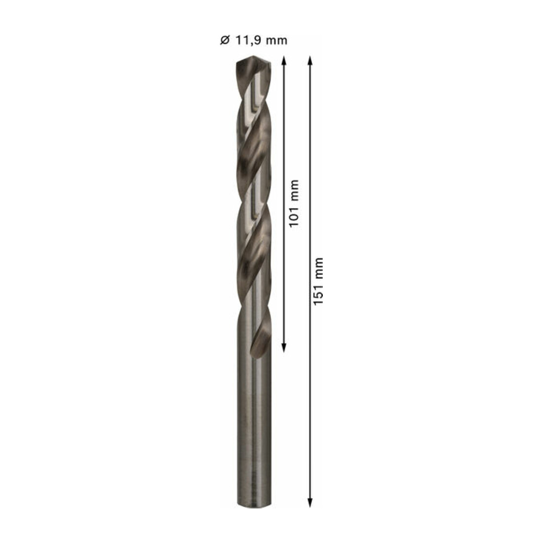 Forets à métaux rectifiés HSS-G, DIN 338 11,9 x 101 x 151 mm