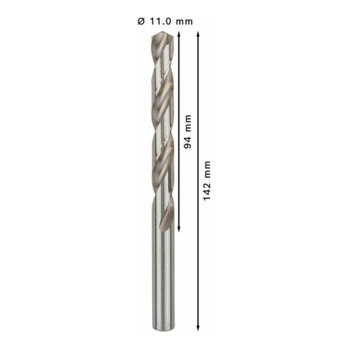 Forets à métaux rectifiés HSS-G, DIN 338 11 x 94 x 142 mm