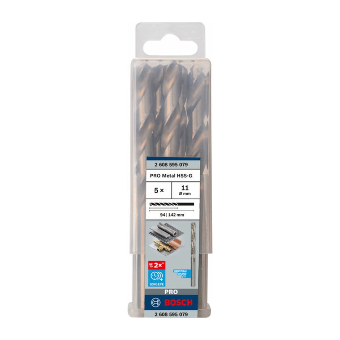 Forets à métaux rectifiés HSS-G, DIN 338 11 x 94 x 142 mm