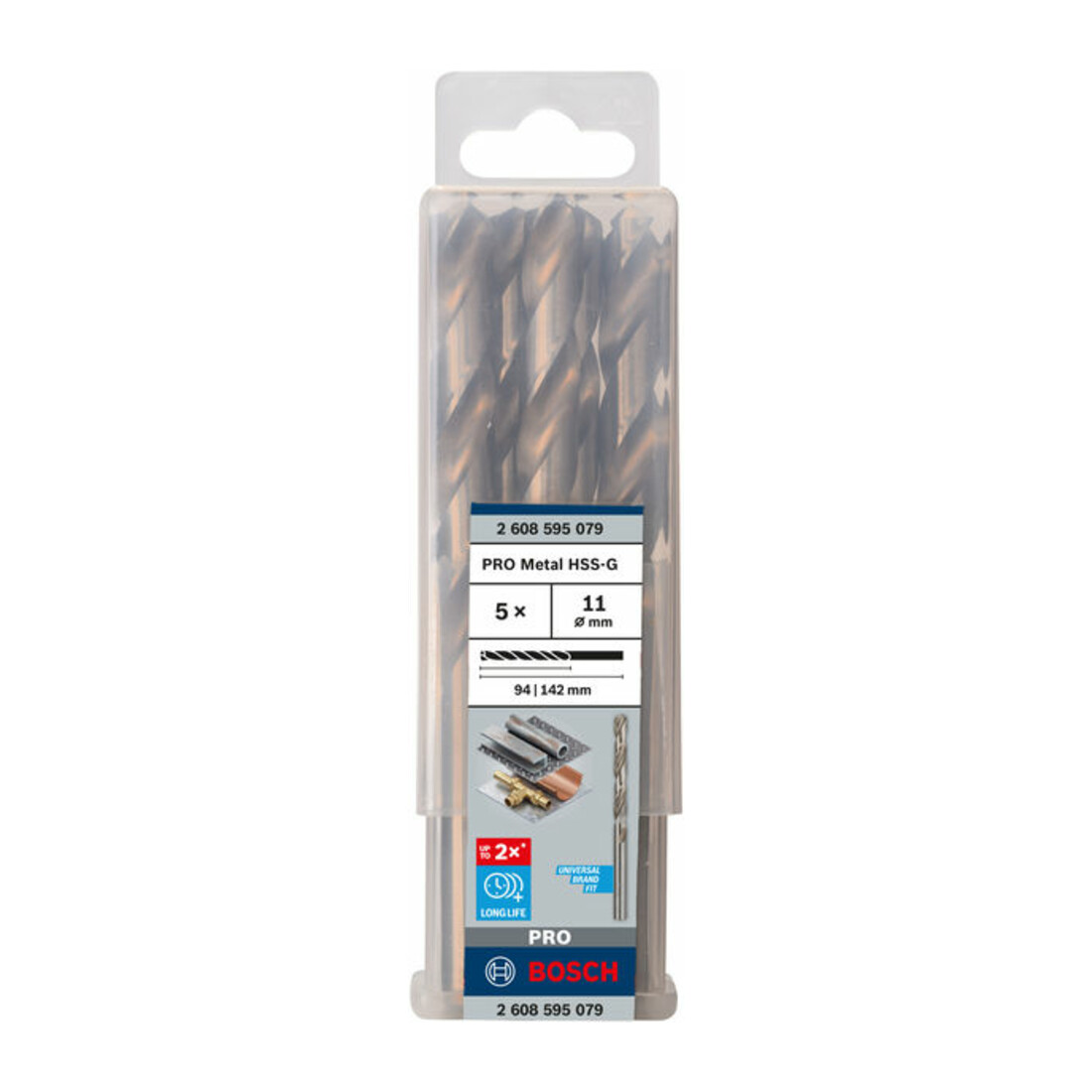 Forets à métaux rectifiés HSS-G, DIN 338 11 x 94 x 142 mm