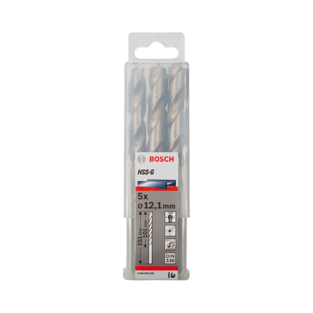 Forets à métaux rectifiés HSS-G, DIN 338 12,1 x 101 x 151 mm