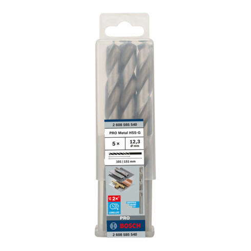 Forets à métaux rectifiés HSS-G, DIN 338 12,3 x 101 x 151 mm