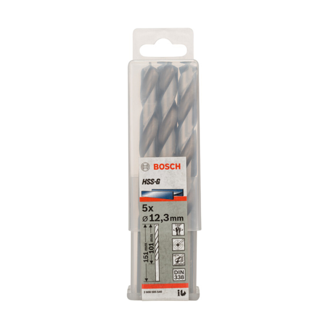 Forets à métaux rectifiés HSS-G, DIN 338 12,3 x 101 x 151 mm